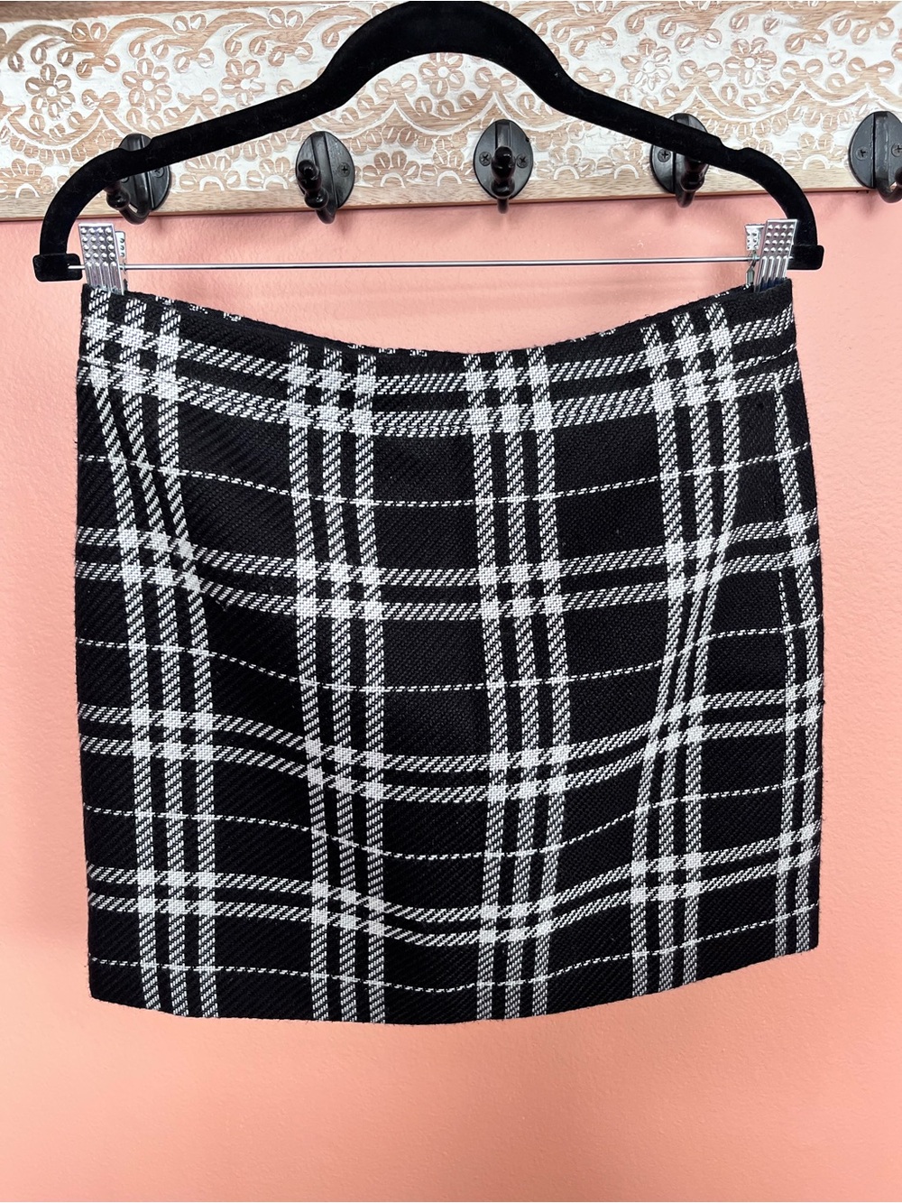 J Crew black-and-white plaid mini skirt